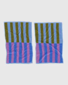 Towels: Baggu Hand Towel Set of 2 - Cabana Stripe Mix