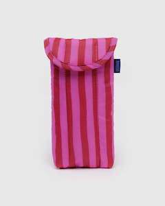 Baggu Puffy Glasses Sleeve - Pink and Red Painted Stripe