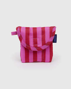 Baggu: Baggu Puffy Earbuds Case - Pink and Red Painted Stripe