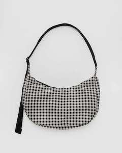 Baggu Medium Nylon Crescent Bag - Black and White Gingham