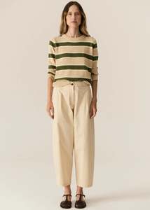 Pol Jules Stripe Knit - Pebble/Green