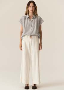 Pol Cap Sleeve Shirt - Blue Stripe