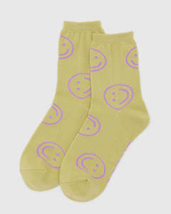 Baggu: Baggu Socks Crew - Straw Happy