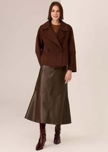 Pol: Pol Cohen Cropped Wool Coat - Walnut