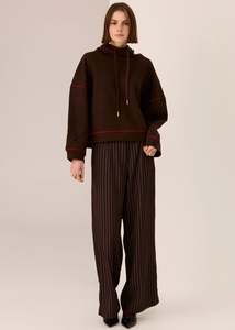 Pol: Pol Jude Wool Drawcord Knit - Chocolate/Red