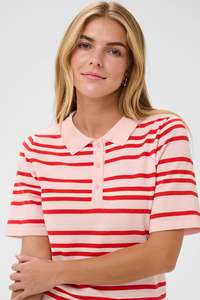 Saint Tropez Pila Polo Pullover - Chalk Pink Red Multistripe