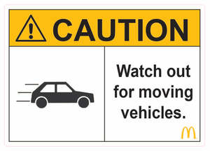 Caution Moving out vehicles A5 size