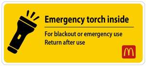 Mcdonalds: Emergency Torch Inside - 18cm x 8cm