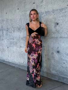 Free People x Intimately FP Suddenly Fine Maxi Slip (Black Combo)