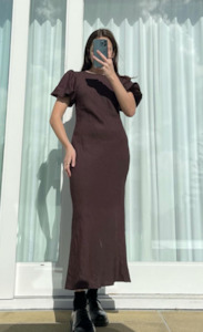 Size 8: Ruby Kendall Satin Dress (Espresso)
