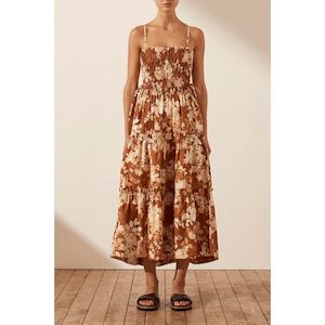 Shona Joy Claire Shirred Midi Dress