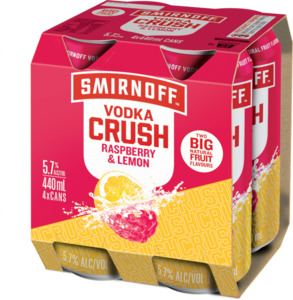 Smirnoff Crush Rasp & Lemon 4 pack cans