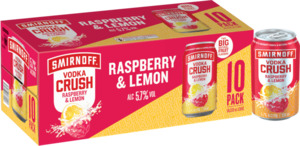 Smirnoff Crush Rasp Lemon 10 pack cans