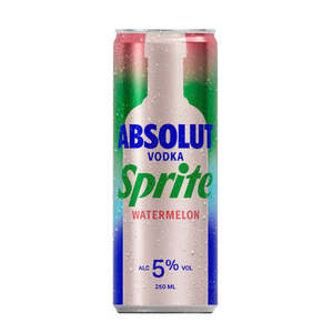 Vodka Rtd: Absolut Watermelon & Zero Sprite 6 pack cans