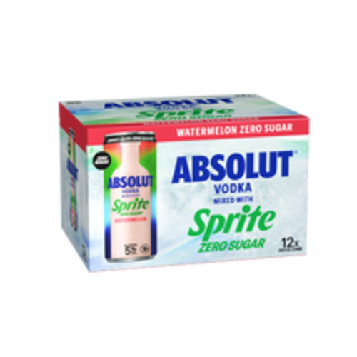 Vodka Rtd: Absolut Watermelon & Zero Sprite 12 pack cans