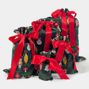 Reusable Gift Bags: Folk Julepynt (Reusable Gift Bag Set)