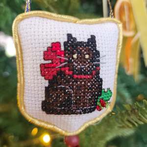 Black Cat Crossstitch Ornament