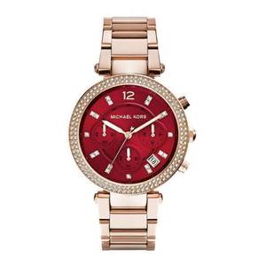 Michael Kors Parker Chronograph Red Dial Gold Ladies Watch MK6106