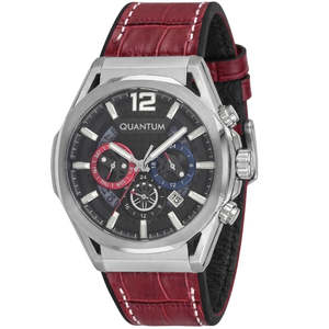 Quantum: Quantum MultiFunction Calendar Gunmetal Dial Red Silicon strap Watch PWG970.358