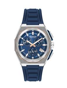 Quantum: Quantum Navy Multifunction Blue Strap Blue Dial Silver Watch PWG1078.399
