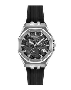 Quantum: Quantum Multifunction Black Strap Gun Dial Date Watch HNG949.351