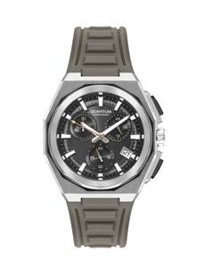 Quantum: Quantum Multifunction Beige Strap Black Dial Silver Watch PWG1078.357