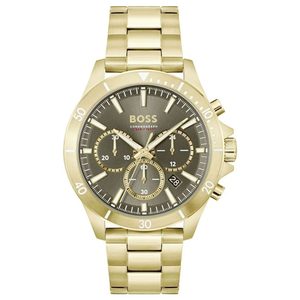 Best Sellers: Hugo Boss Troper Chronograph Green Dial Gold Steel Strap Watch For Men - 1514059