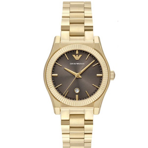 Emporio Armani Three-Hand Gold-Tone Brown Dial Stainless Steel Watch AR11700