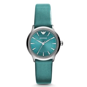 Emporio Armani Womens Watches: Emporio Armani Classic Teal Dial Teal Leather Quartz Ladies Watch AR1804
