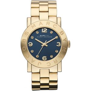 Marc By Marc Jacobs: Marc By Marc Jacobs Amy Navy Dial Gold Tone Watch - MBM3166