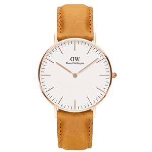 Daniel Wellington Watches: Daniel Wellington Durham 36mm Brown Genuine Leather Gold Watch - DW00100111
