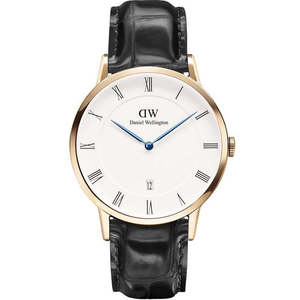 Daniel Wellington Dapper Reading 38mm White Dial Black Genuine Leather Gold Date&hellip;