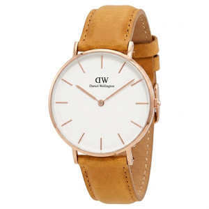 Daniel Wellington Watches: Daniel Wellington Petite Durham 32mm White Dial Brown Genuine Leather Women's Watch - DW00100172