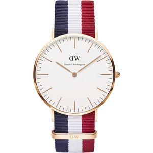 Daniel Wellington Cambridge 40mm White Dial Tricolour Strap Men's Gold Watc&hellip;