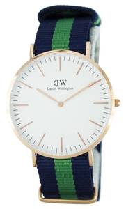 Daniel Wellington Watches: Daniel Wellington Warwick 40mm White Dial Blue & Green Nato Strap Men's Gold Watch - DW00100005