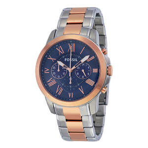 Fossil Grant Chronograph Blue Dial Two-tone Men's Watch - FS5024