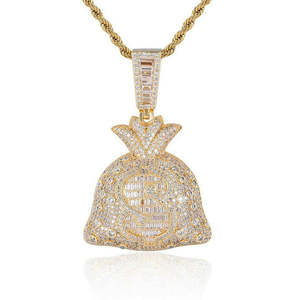Big Daddy Iced Out Dollar Money Bag Pendant