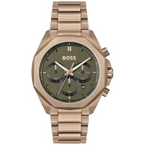 Hugo Boss Classic Chronograph Olive Green Dial Beige Gold Steel Strap Watch For &hellip;