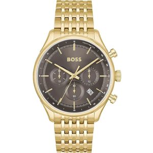 Hugo Boss Gregor Chronograph Grey Dial Gold Steel Strap Watch For Men - 1514051