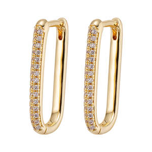 Big Daddy Earrings: Big Daddy Oval Loop Gold Iced Out Earring
