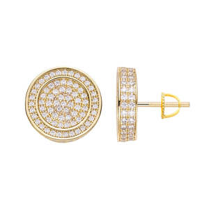 Big Daddy Earrings: Big Daddy All Diamond Pave Round Iced Out Earring
