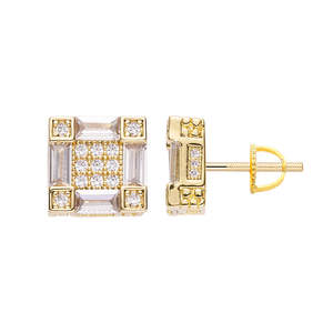 Big Daddy Earrings: Big Daddy Emerald Cut Baguette Iced Out Diamond Earring