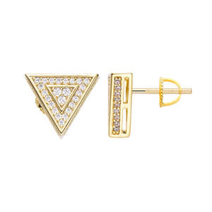 Big Daddy Triangle Stud Iced Out Diamond Earring