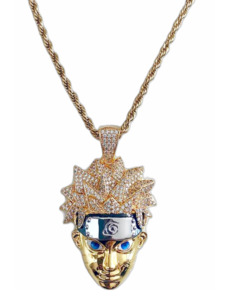Big Daddy Pendants: Big Daddy Gold Plated Naruto Iced Out Pendant