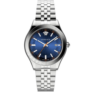 Versace: Versace Hellenyium Silver Blue DIal Men's Watch VEVK00921