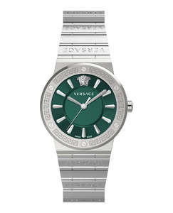 Versace Greca Silver Green Dial Women's Watch VEVH00920