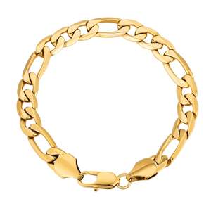 Big Daddy Womens Bracelets: Big Daddy 9mm Steel Figaro Gold Bracelet