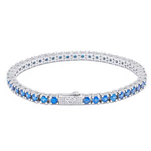 Big Daddy 4MM Silver Blue Tennis Iced Out Bracelet