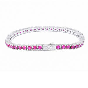 Big Daddy Womens Bracelets: Big Daddy 4MM Silver Ruby Tennis Iced Out Bracelet