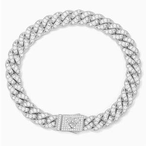 Big Daddy Womens Bracelets: Big Daddy 10MM Iced Out Cuban Link Silver Bracelet